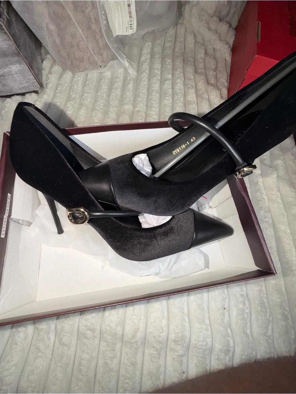 Black Pointed Toe Mary Jane Stiletto Pumps